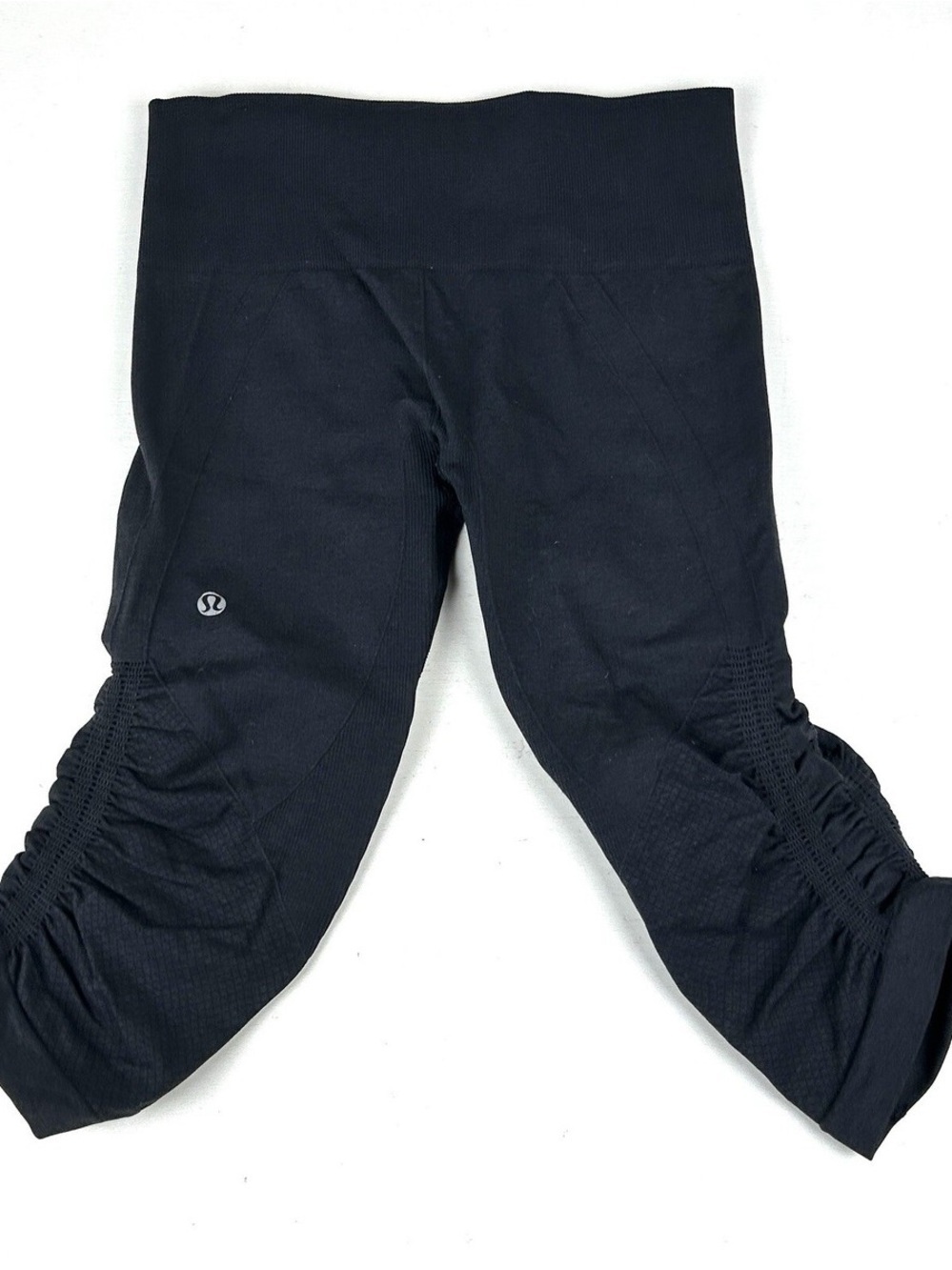 lululemon athletica Black Ruched Capri Leggings